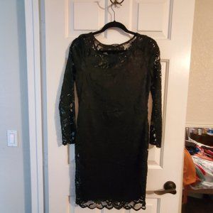 Fashion Nova Black Lace Long Sleeve Dress